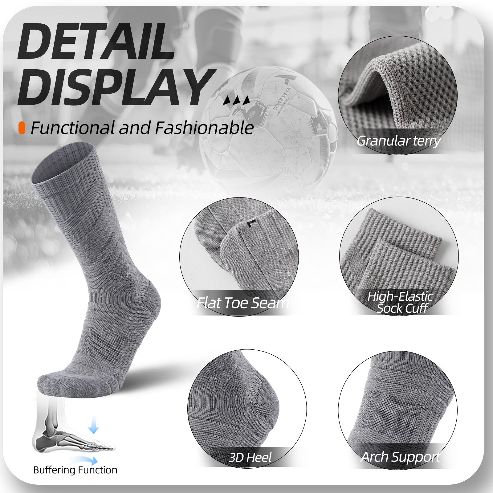 MQAMEX Elite Ultra Light Tennis + Pickleball Socks-Crew Socks
